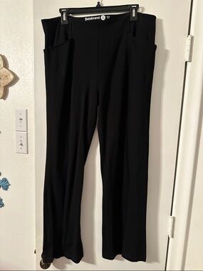 Betabrand Black Stretch Straight-Leg Trousers